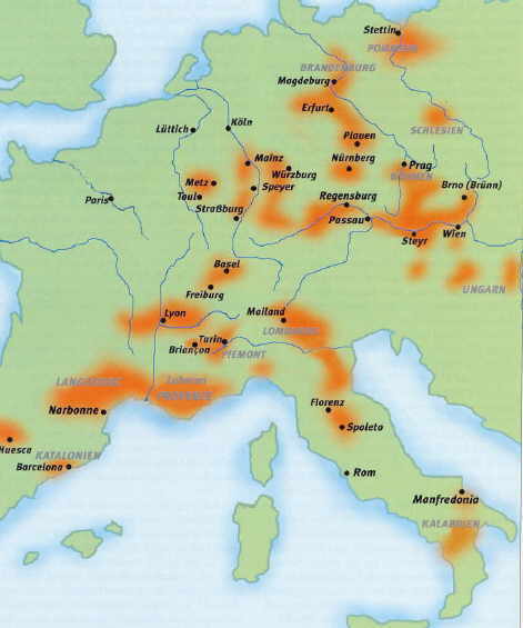 Ausbreitung der Waldenser 1176 - 1532 (1)